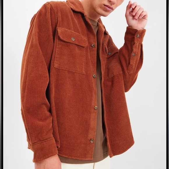 Gap Corduroy Suede Rust Orange 100% Cotton Button Down Size Large - Picture 5 of 5